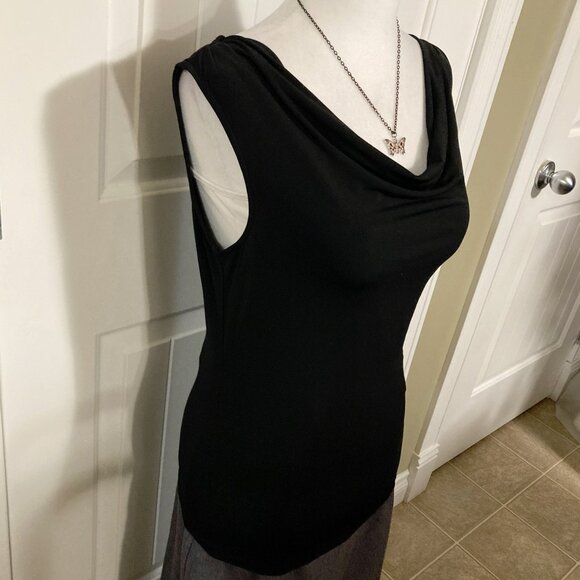 JESSICA Black sleeveless cowlneck shirt ~ Vintage XS SMALL MEDIUM goth tank top - Picture 5 of 14